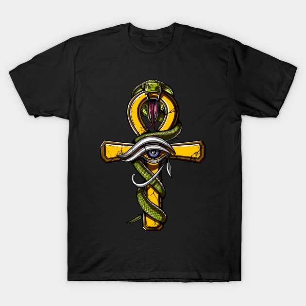 Egyptian Ankh Eye Of Horus T-Shirt by underheaven